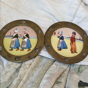 Unbranded Antique Antiques 20s 1920s Antique Dutch Brass Wall Plates Home Decor